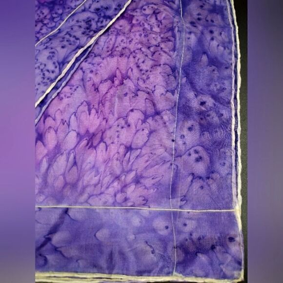 Vintage  💯 Silk Scarf Rolled Hem Tie Dye - Picture 9 of 14